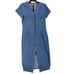 Vtg Sugar Denim Dress Womens XL Blue Jean USA Cowgirl 80s Cotton